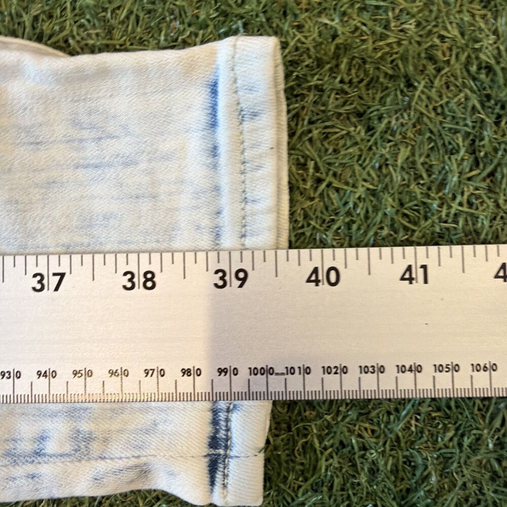 Express Womens Straight Leg High Rise Acid Wash Blue White Jeans 8 - Picture 3 of 11